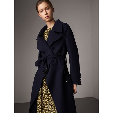 Cashmere Wrap Coat in Navy 